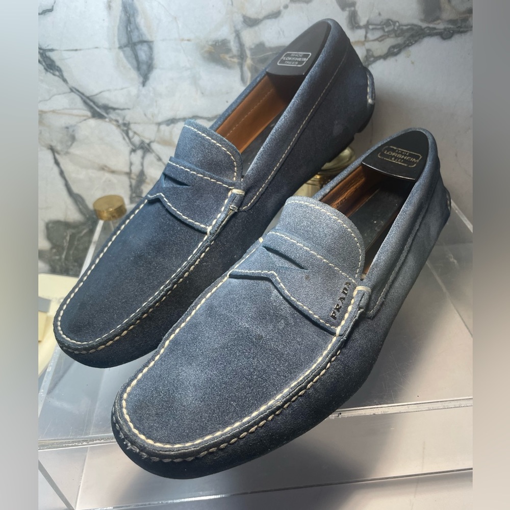 PRADA men’s loafers suede sz 7 made in italy - Picture 7 of 16